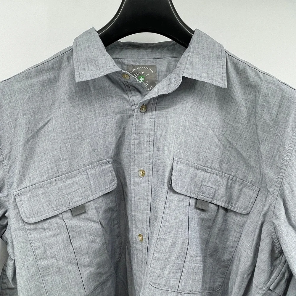 Insect Shield Repellent Apparel‎ Shirt Men XL Gray Vented Outdoor Fishing